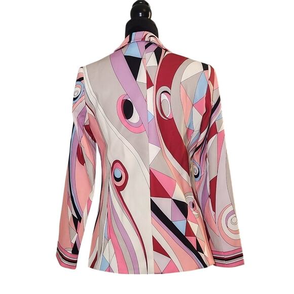 LUXEDRESS Geometric Print Blazer in Pink, White, Red Abstract, Size Small - Picture 3 of 15